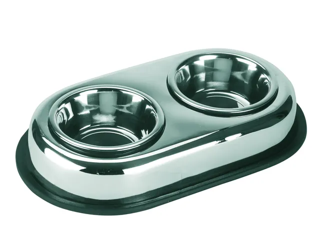 kerbl-duo-gamelle-inox-2-x-450-ml-sur-socle-antiglisse image 1
