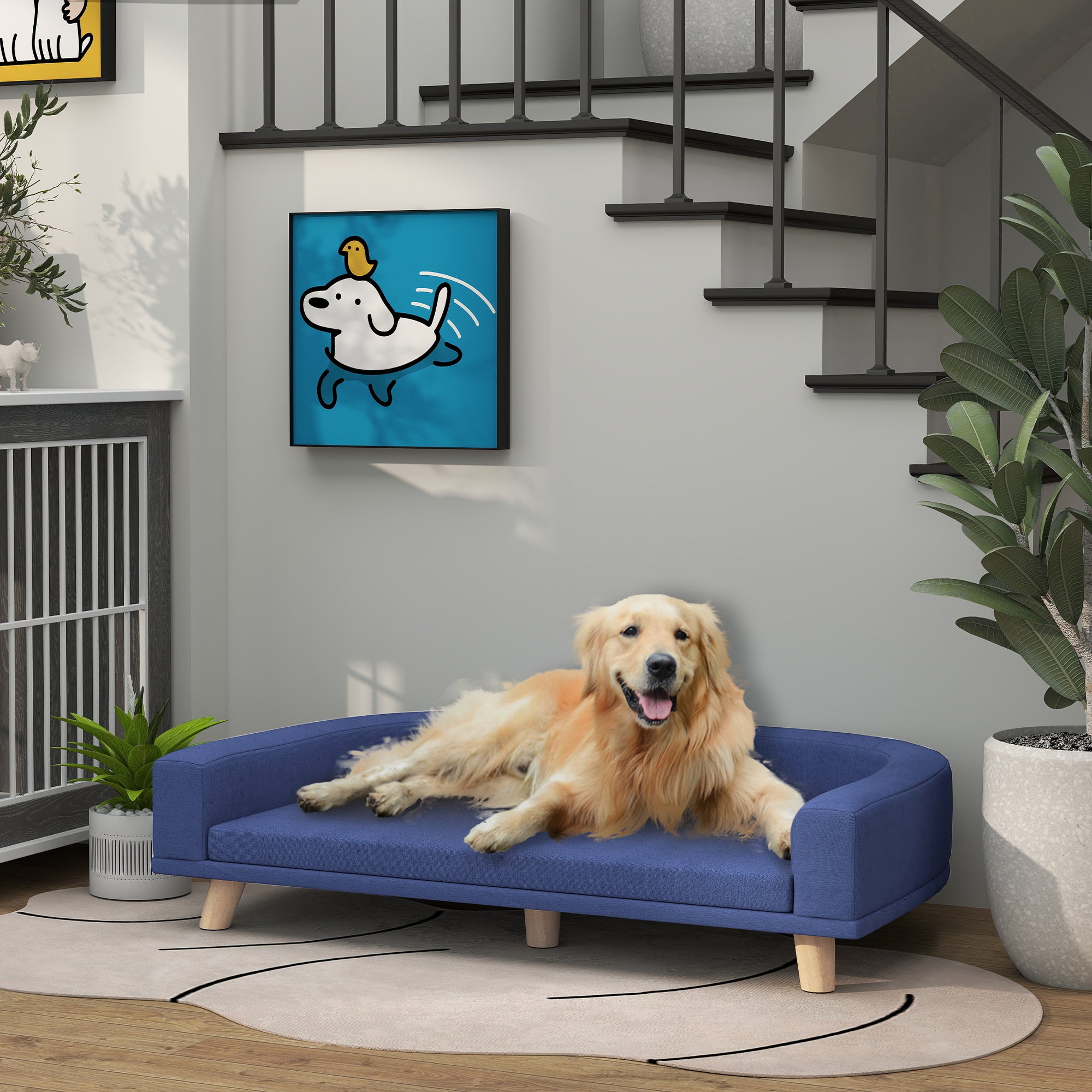 pawhut-canap-lit-de-luxe-en-peluche-pour-grands-chiens-bleu image 5