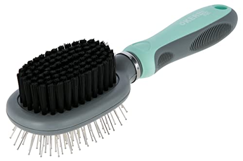 kerbl-pet-brosse-double-flexible-turquoise-gris-21x6-cm image 2