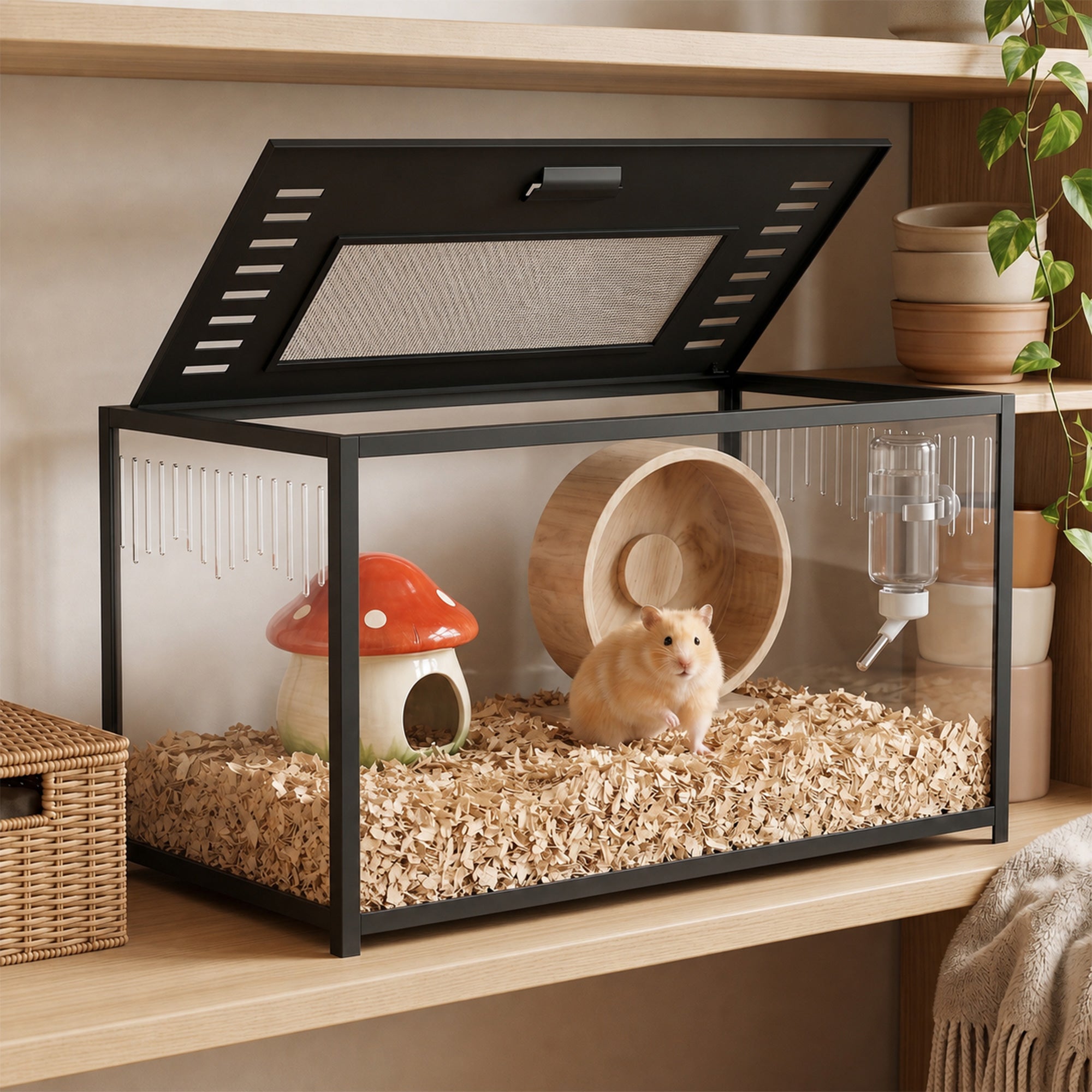 pawhut-cage-hamster-m-tal-anti-rongement-80x45x50-5-cm-noir image 3