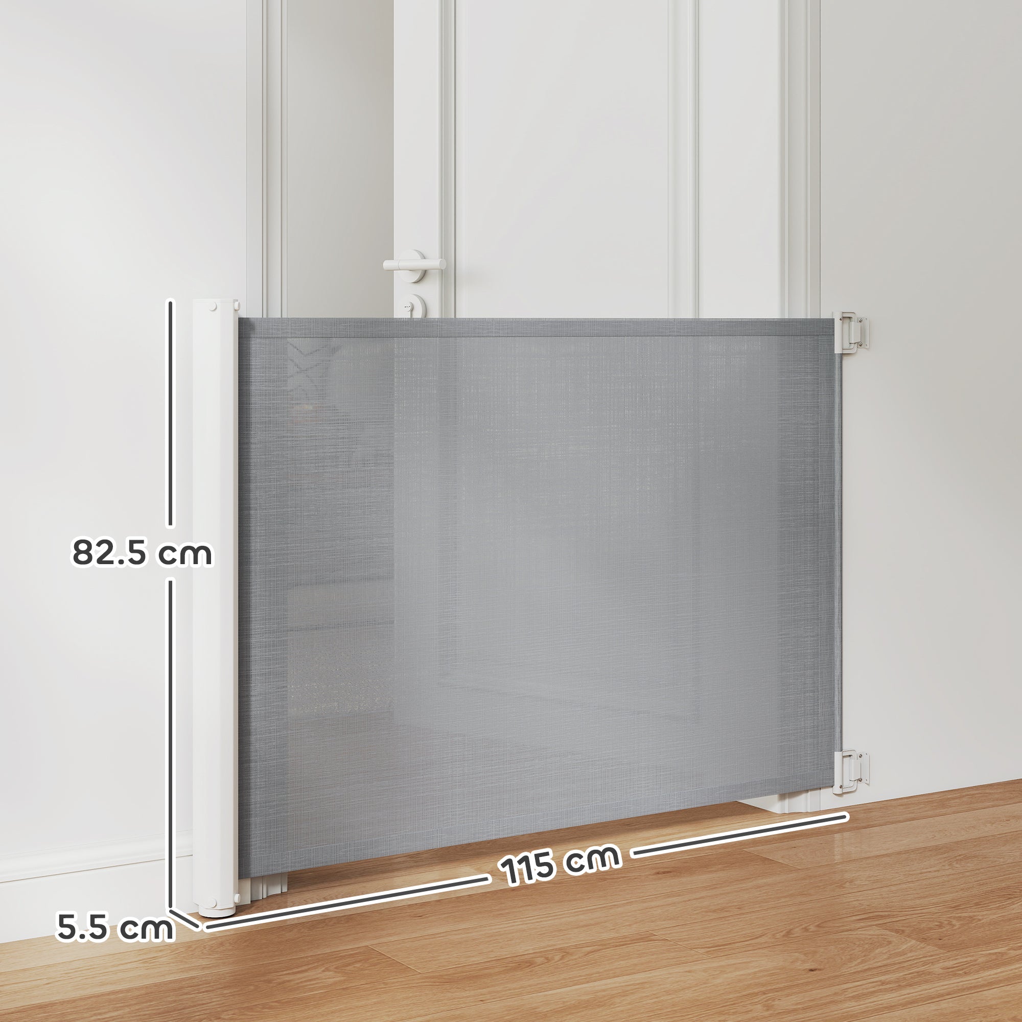 pawhut-barri-re-r-tractable-en-maille-82-5-cm-extensible-115-cm-grise image 5