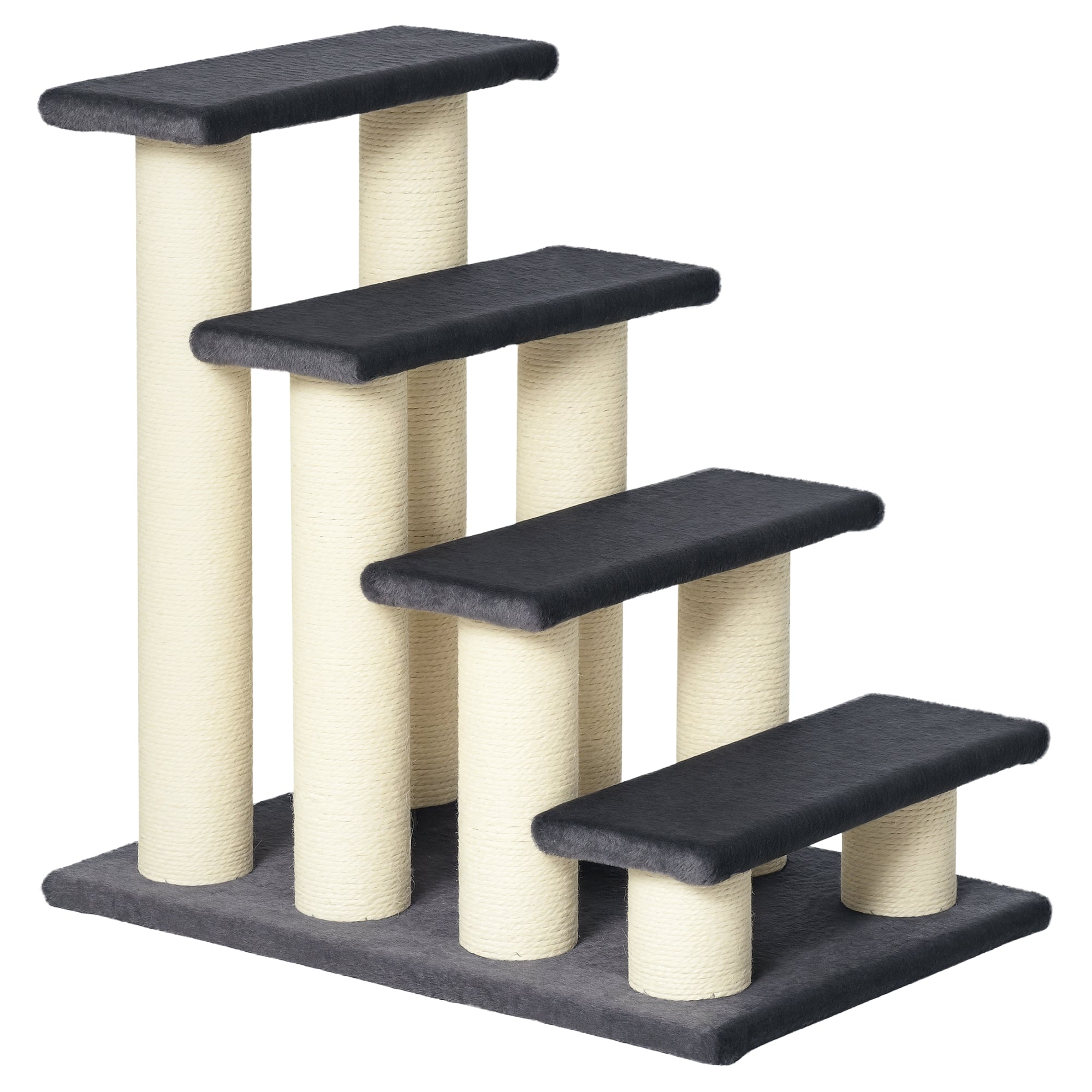 pawhut-escalier-4-marches-pour-chien-et-chat-avec-griffoir-gris image 1