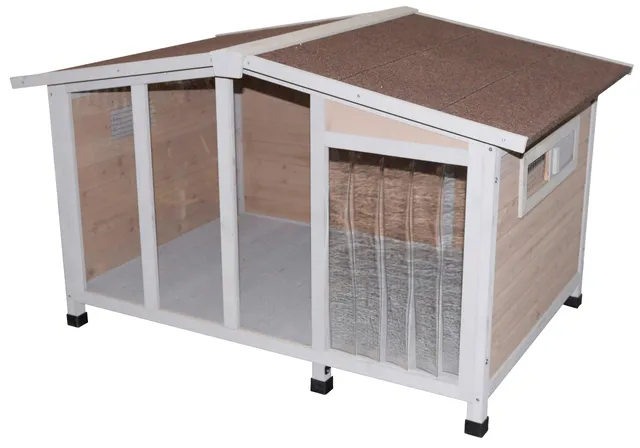 kerbl-niche-pour-chien-overview-134-x-92-x-82-cm-bois-avec-fa-ade-plexiglas image 1