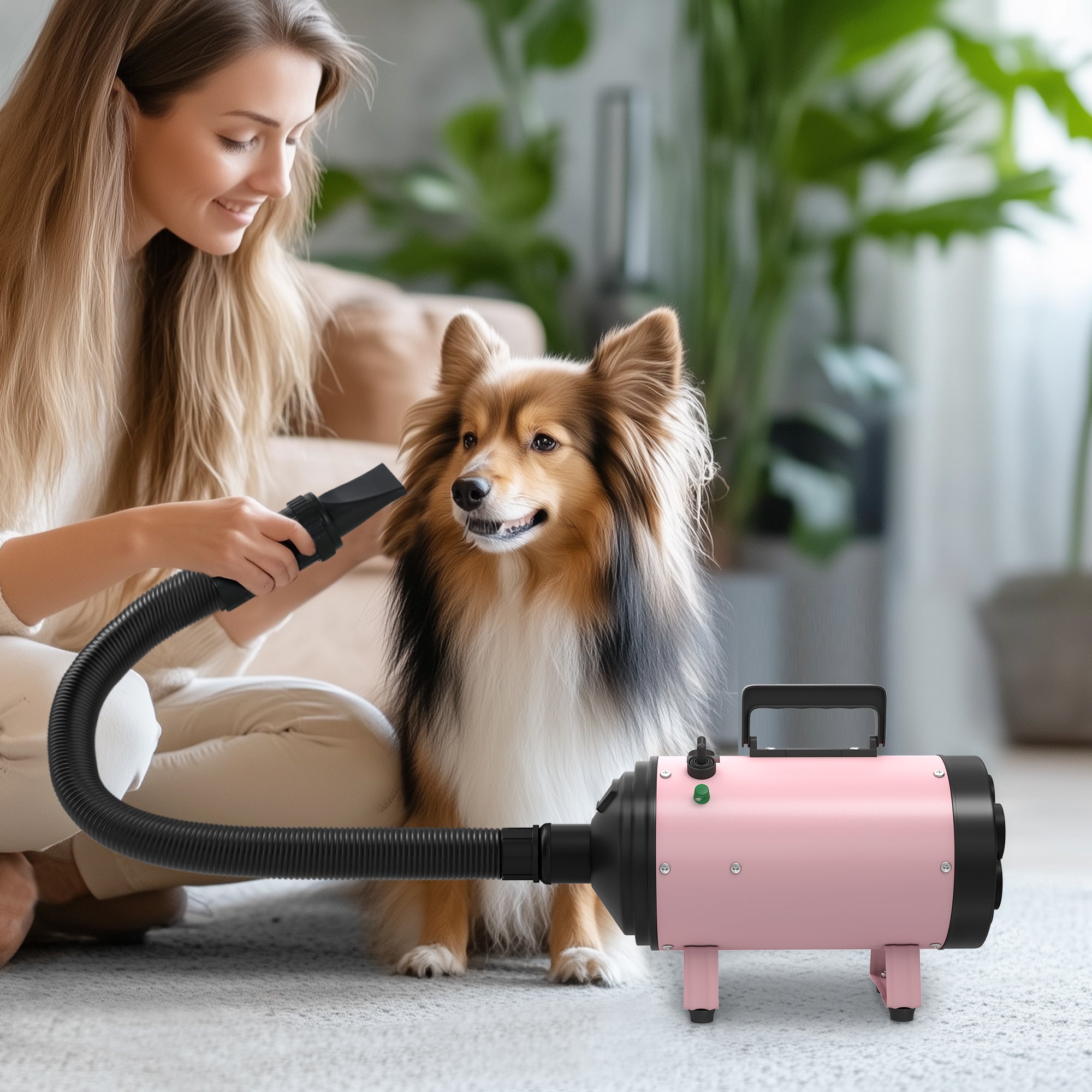 pawhut-s-che-cheveux-chien-2200w-temp-rature-r-glable-silencieux-3-embouts-rose image 4