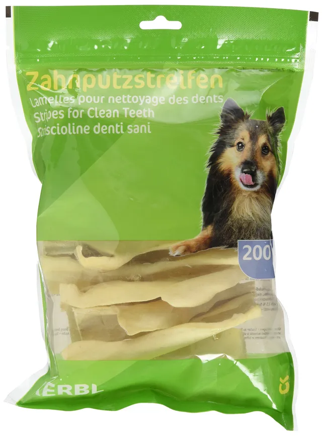 kerbl-pet-lamelles-pour-nettoyage-des-dents-chien-200-g-peau-de-b-uf image 1