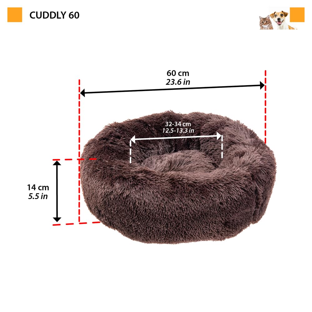 ferplast-cuddly-60-lit-donut-pour-chien-et-chat-marron-diam-60-x-h-14-cm image 2