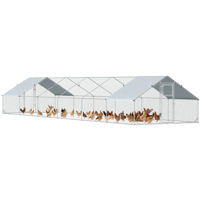 pawhut-enclos-poulailler-walk-in-extra-large-39-4-x-9-8-x-6-4-argent image 1
