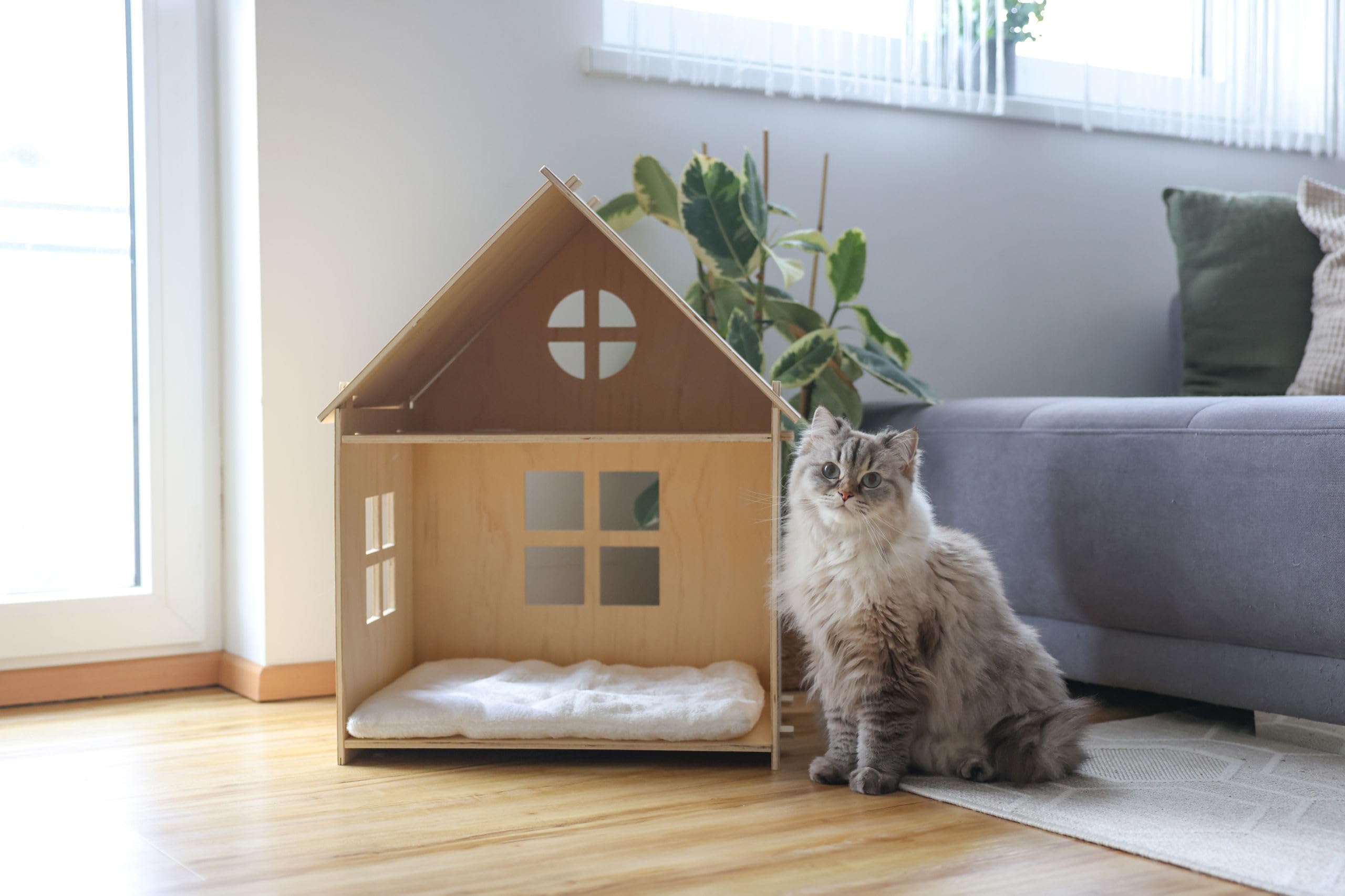 kerbl-pet-yvi-maison-d-int-rieur-pour-chat-2-niveaux-53x38x67-5-cm-naturel-blanc image 2