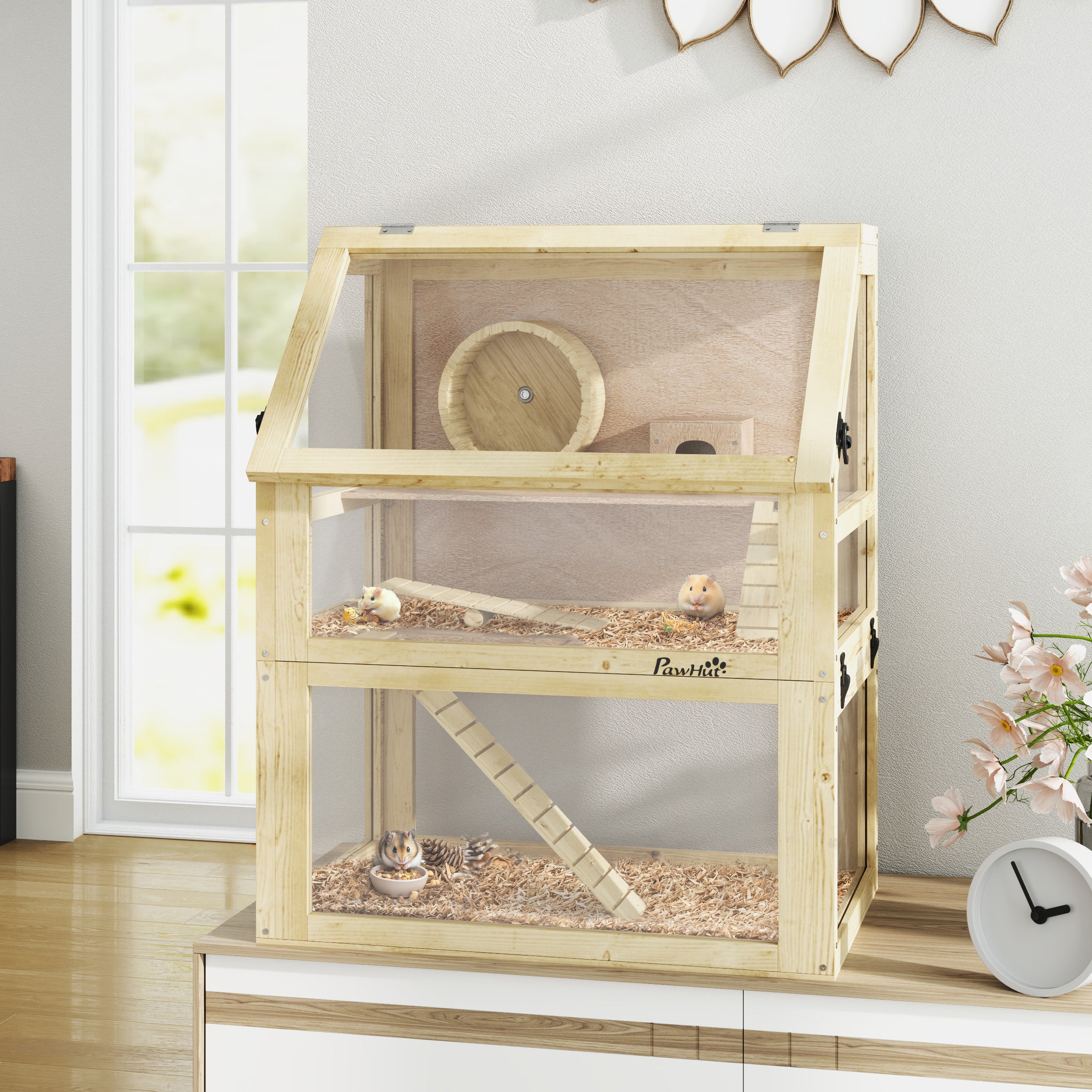 pawhut-habitat-hamster-panoramique-naturel-3-tages-24-x-16-x-29-5-avec-base-amov image 4