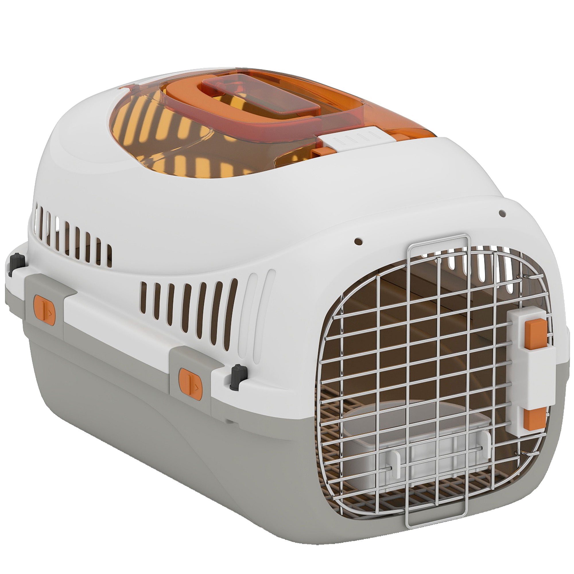 pawhut-caisse-de-transport-rigide-pour-petit-chien-et-chat-avec-porte-acier-et-g image 2