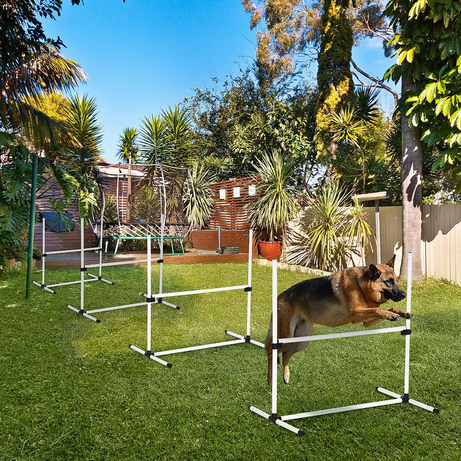 pawhut-kit-agility-4-haies-r-glables-blanc-pour-chiens image 5