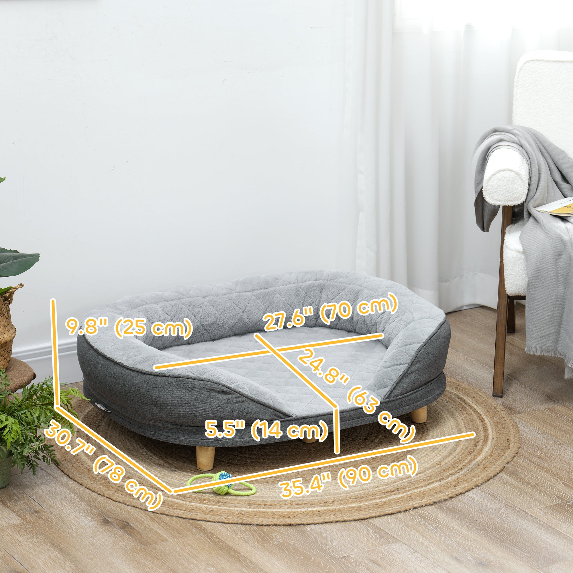 pawhut-canap-lit-pour-grand-chien-avec-housse-amovible-lavable-gris image 5