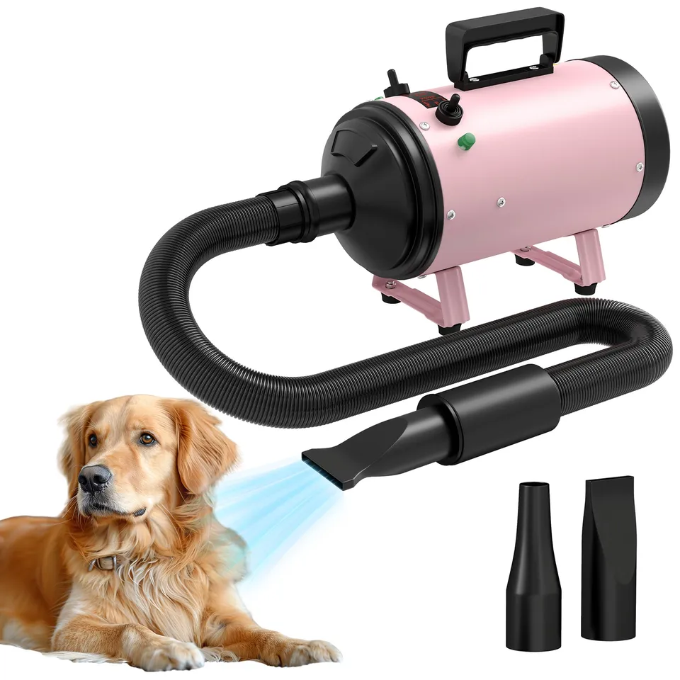 pawhut-s-che-cheveux-chien-2200w-temp-rature-r-glable-silencieux-3-embouts-rose image 1
