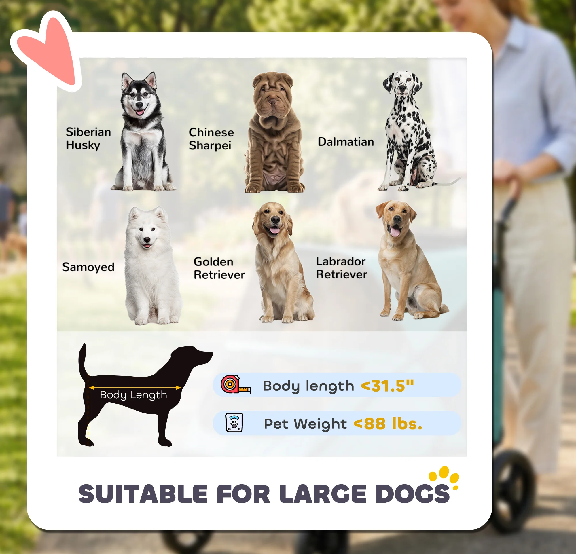 pawhut-poussette-pour-grands-chiens-pliage-une-main-poign-e-r-glable-grise image 6