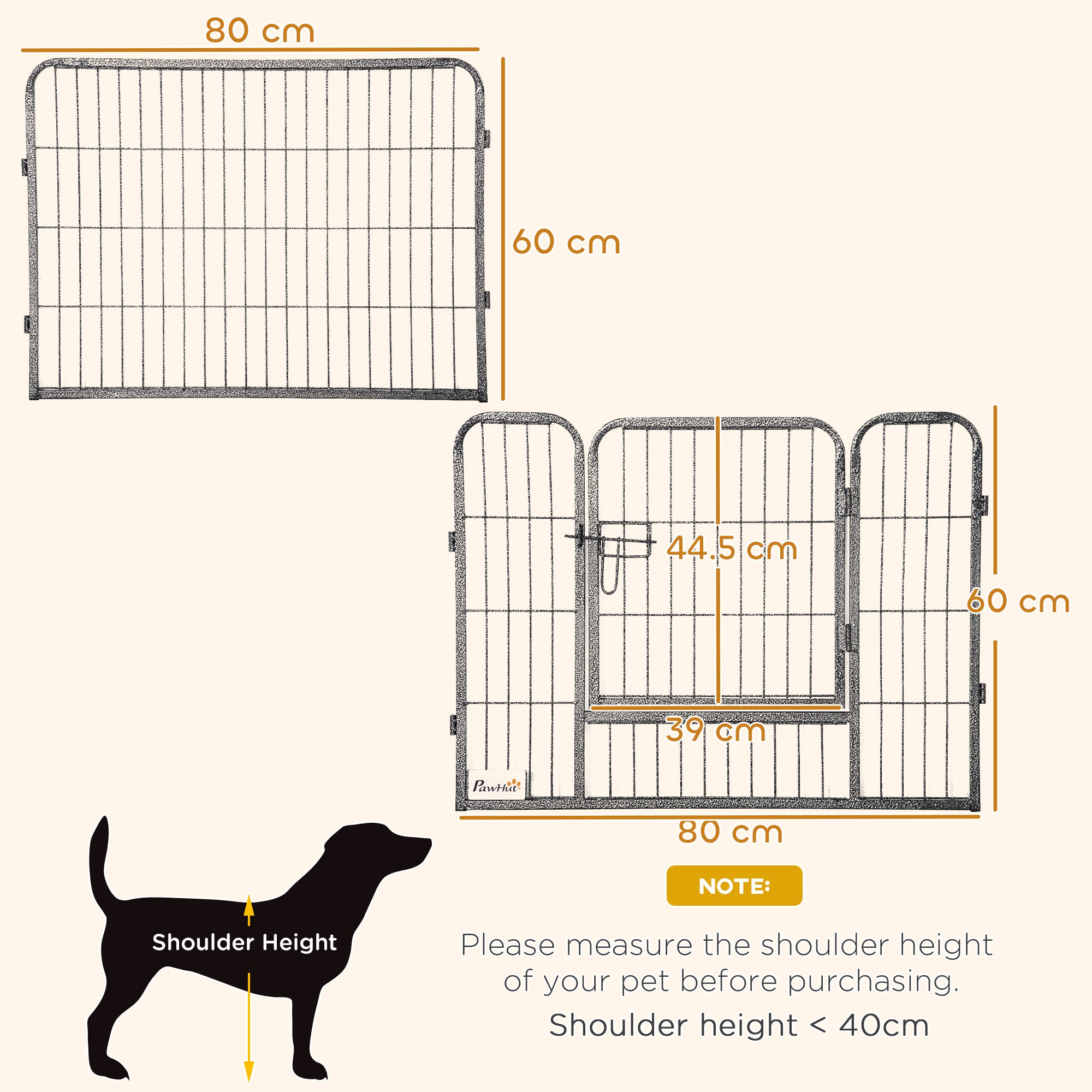 pawhut-parc-pour-chien-m-tallique-16-panneaux-60-cm-haut-int-rieur-ext-rieur-ave image 5