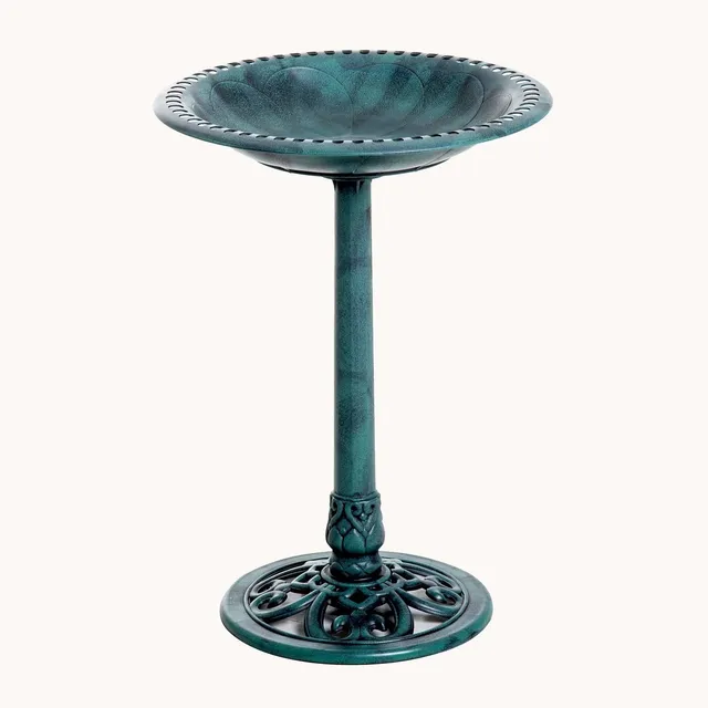 pawhut-bain-d-oiseaux-ext-rieur-71-cm-r-sine-fleur-de-lys-patine-ancienne image 1