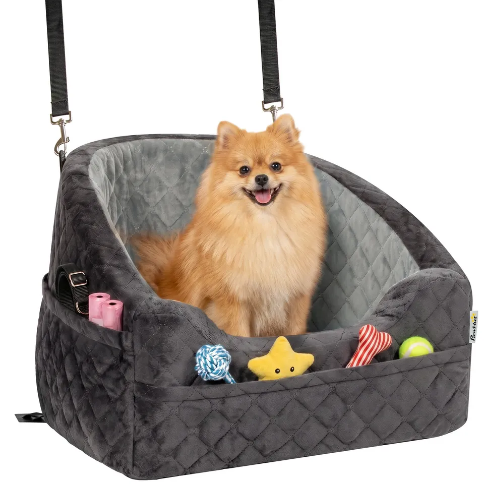 pawhut-rehausseur-si-ge-auto-pour-petit-chien-moins-de-10-kg-gris image 1