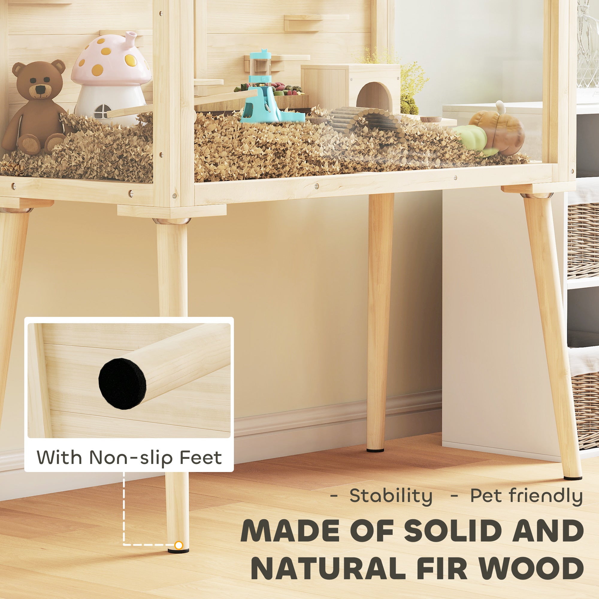 pawhut-cage-hamster-bois-110-x-52-x-101-cm-avec-plateformes-et-biberon image 7