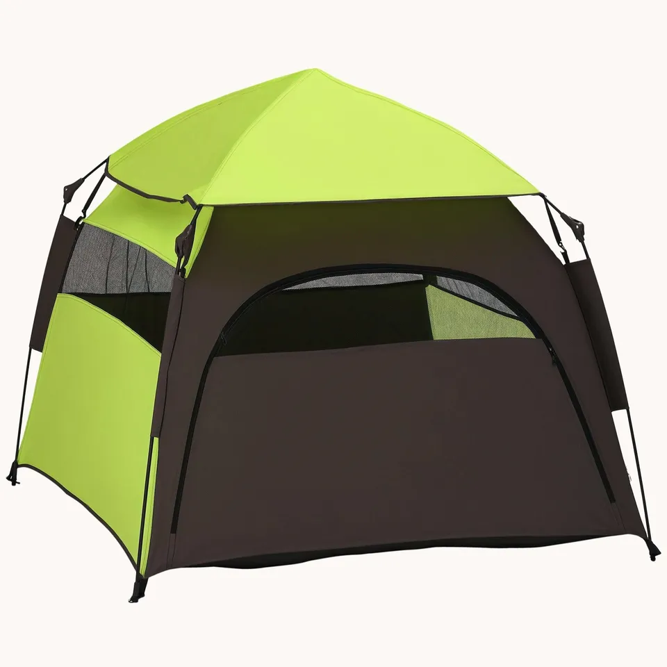 pawhut-tente-pop-up-de-camping-pour-grands-chiens-avec-sac-vert image 1