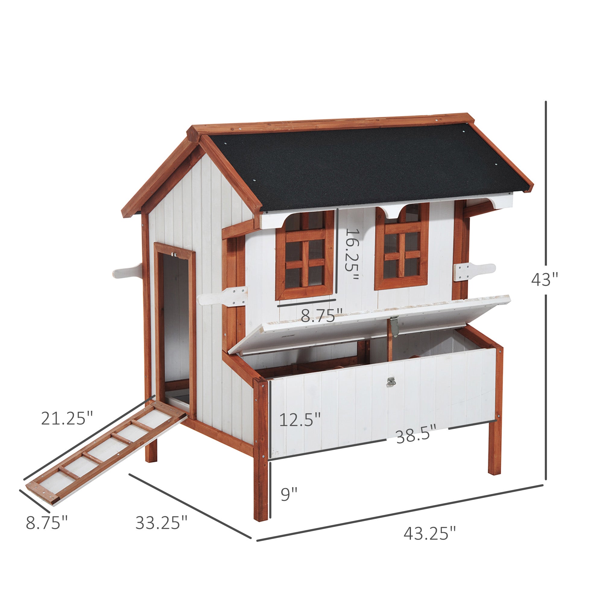 pawhut-poulailler-compact-119-cm-sur-lev-avec-pondoir-pour-3-5-poules image 6