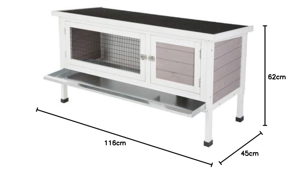 kerbl-pet-maison-freddy-116-x-45-x-62-cm-gris-blanc-clapier-rongeurs-bois image 2