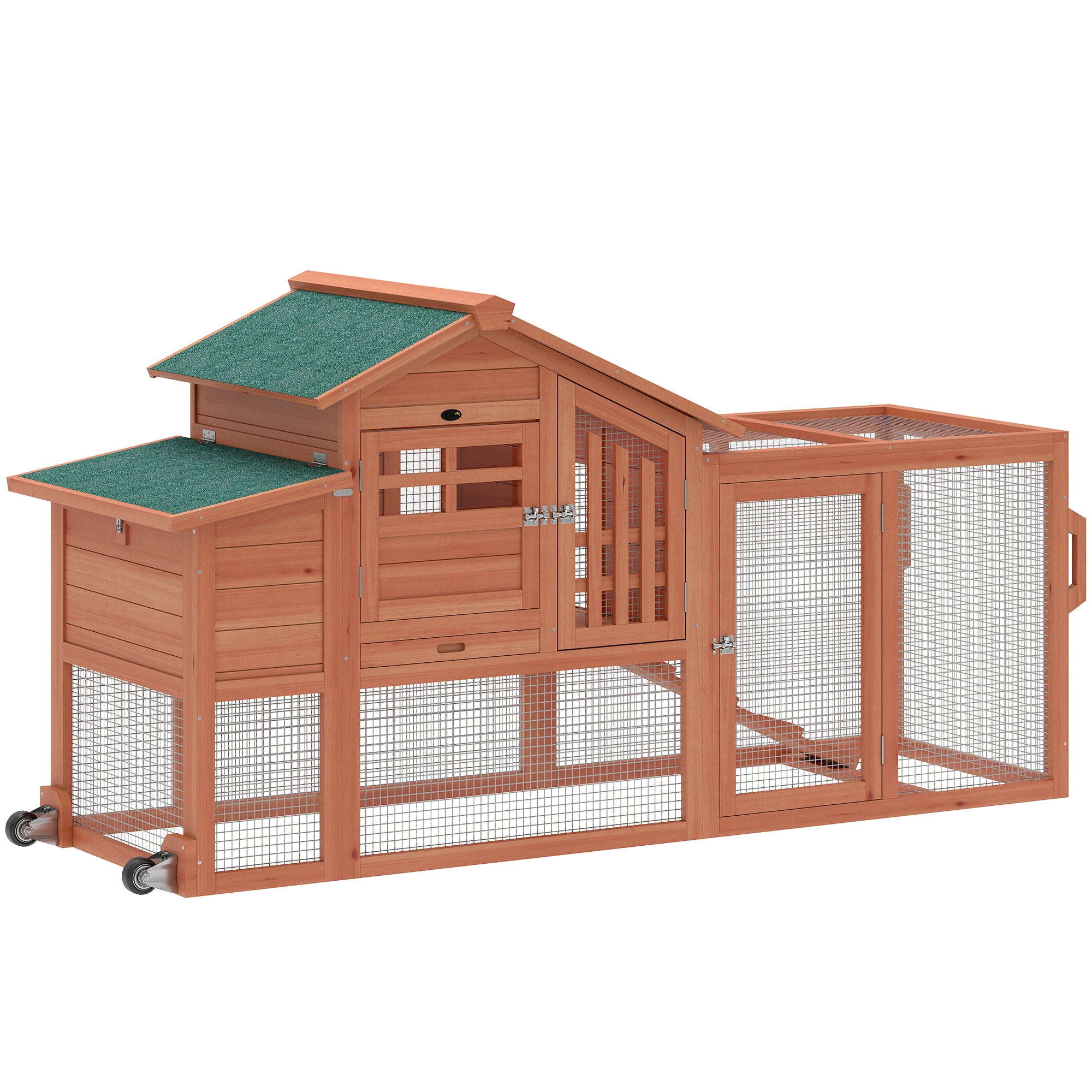 pawhut-poulailler-mobile-avec-enclos-orange-190-x-69-x-97-cm-1-2-poules image 2