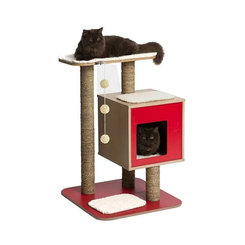 catit-vesper-v-base-52041-arbre-chat-avec-niche-rouge image 1