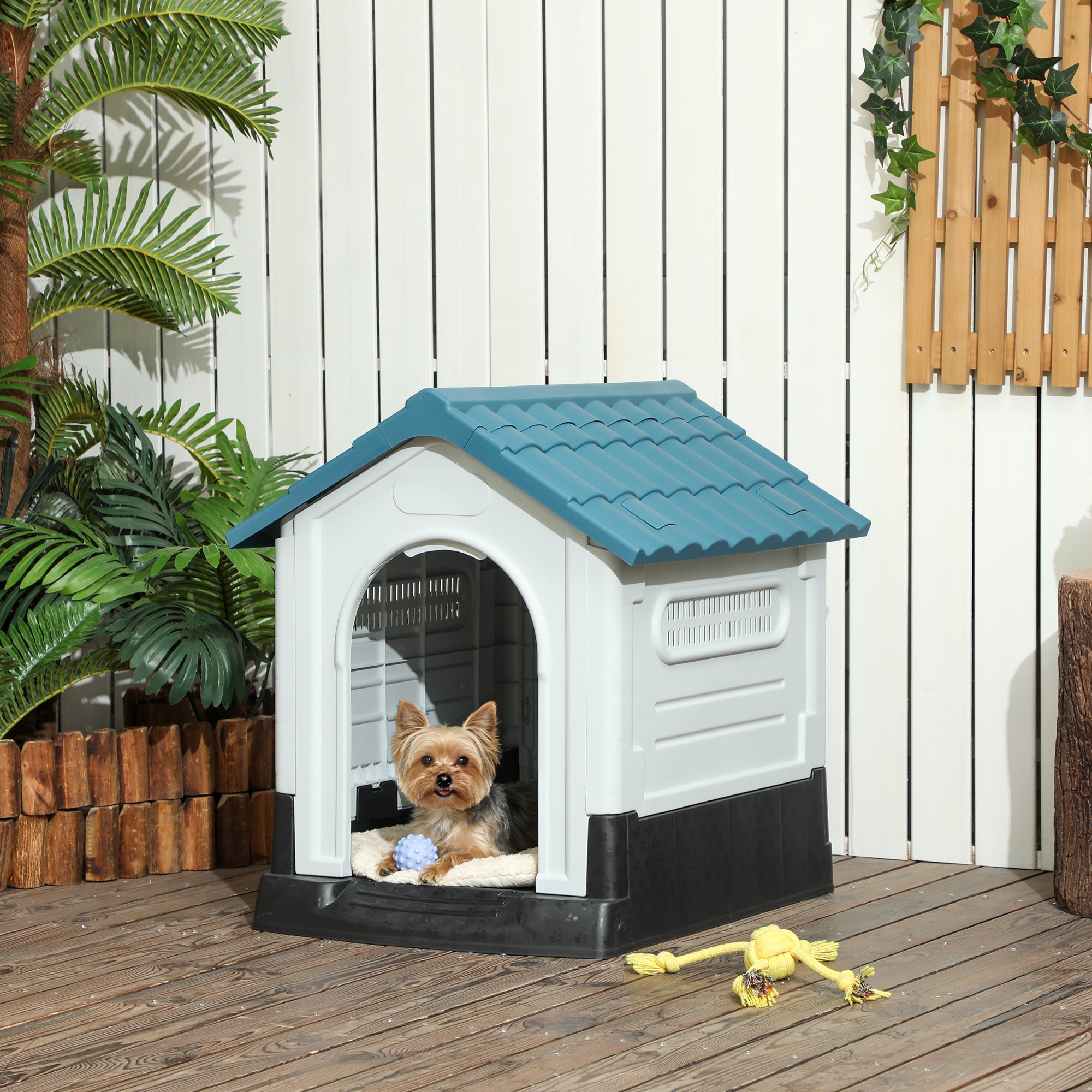 pawhut-niche-chien-plastique-ext-rieur-ventil-e-petit-chien-bleue image 4