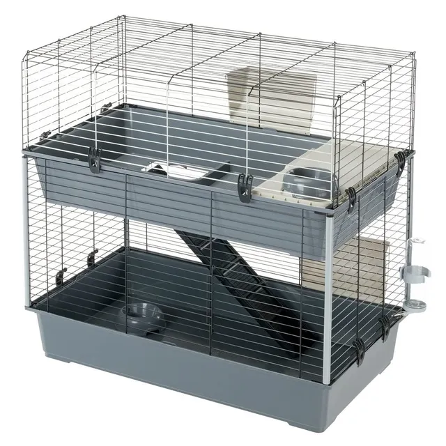 ferplast-rabbit-100-double-cage-2-tages-pour-lapins-95-x-57-x-h-93-5-cm-noire image 1
