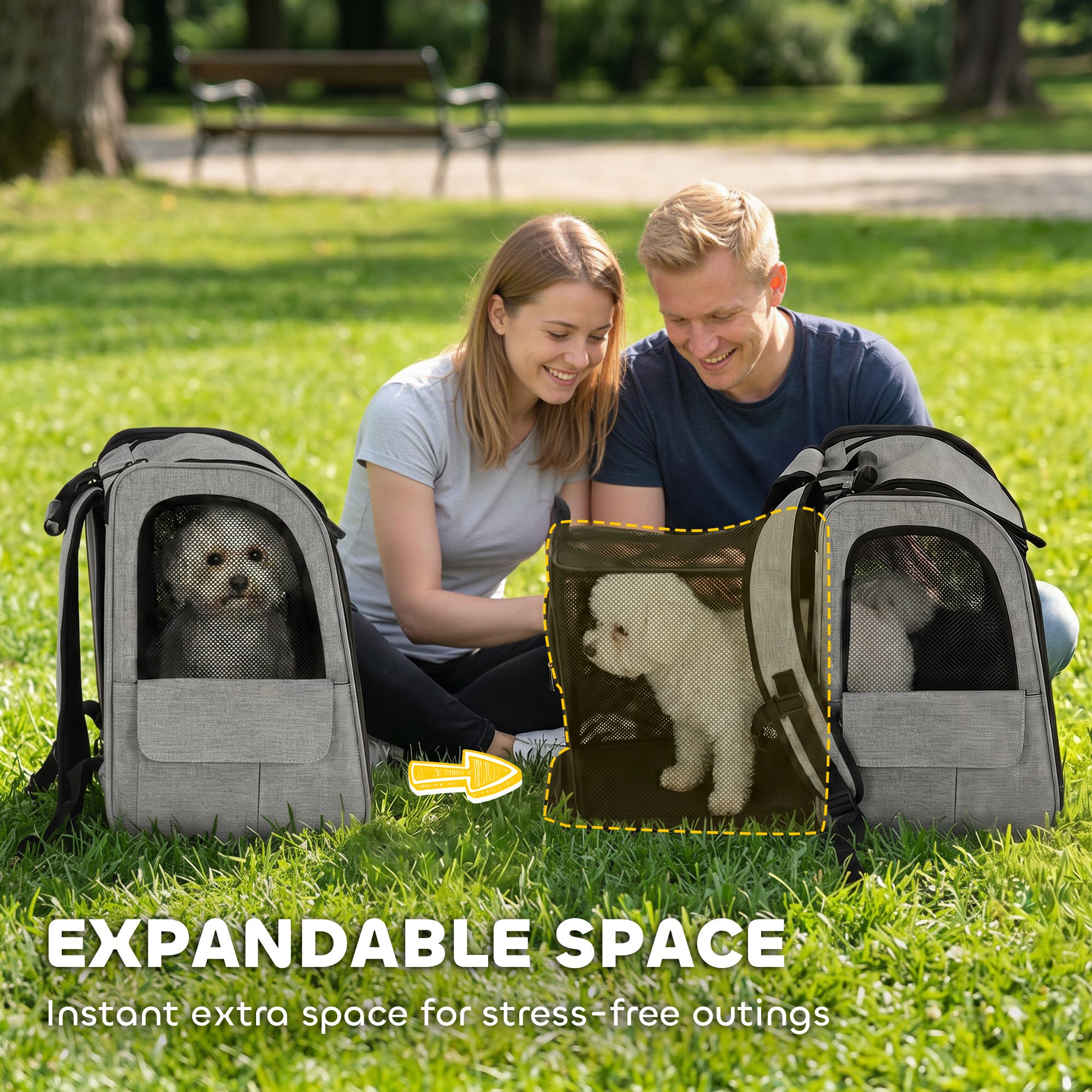 pawhut-sac-de-transport-extensible-avec-bandes-r-fl-chissantes-gris-clair image 6