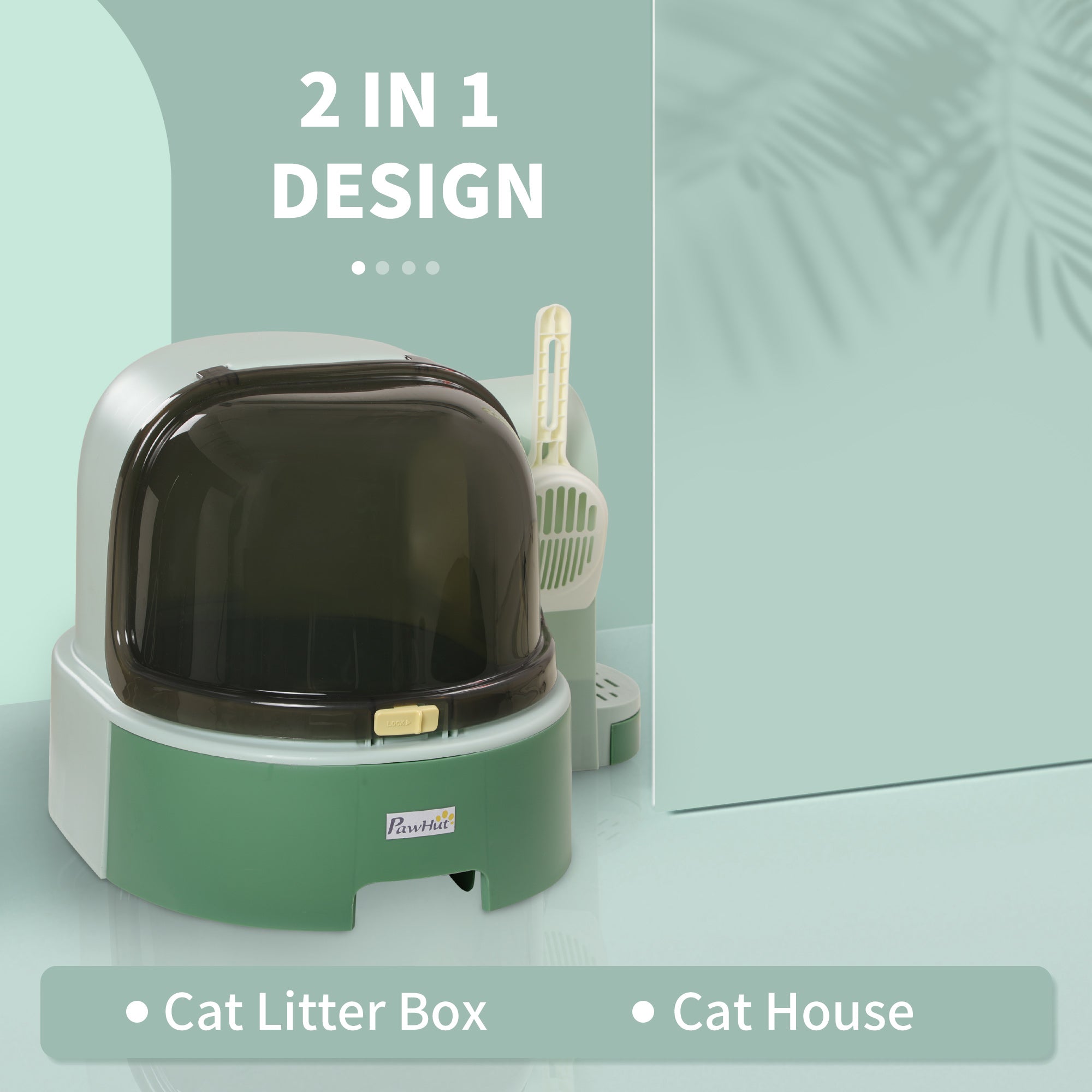 pawhut-bac-liti-re-pour-chat-ferm-avec-porte-avant-ouvrante-et-pelle-vert image 7