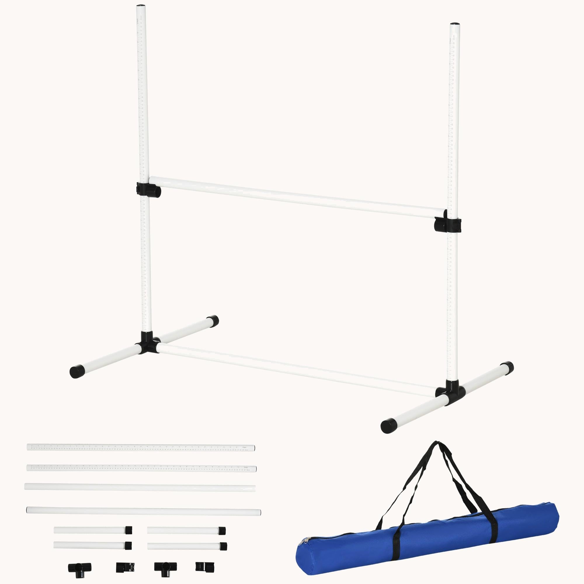 pawhut-kit-agility-4-haies-r-glables-blanc-pour-chiens image 3