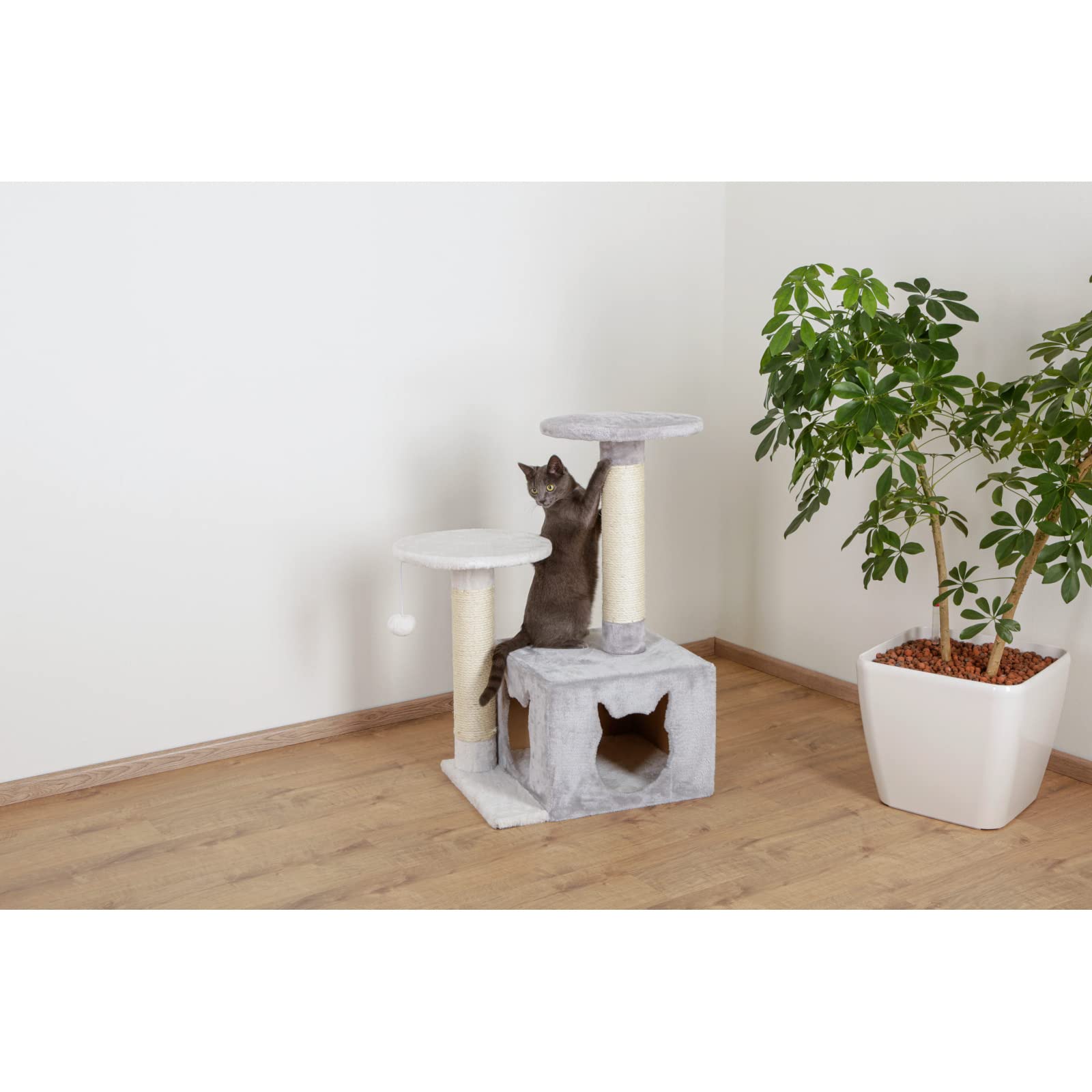 kerbl-pet-saphir-light-arbre-chat-60x50x80cm-blanc-gris-bois-peluche-sisal image 7