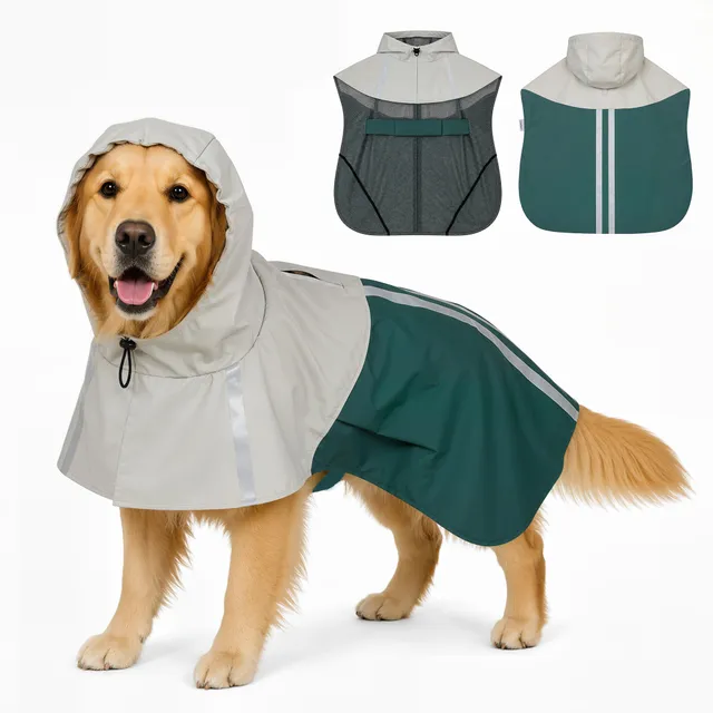 pawhut-manteau-imperm-able-pour-grand-chien-taille-l-avec-capuche-vert image 1