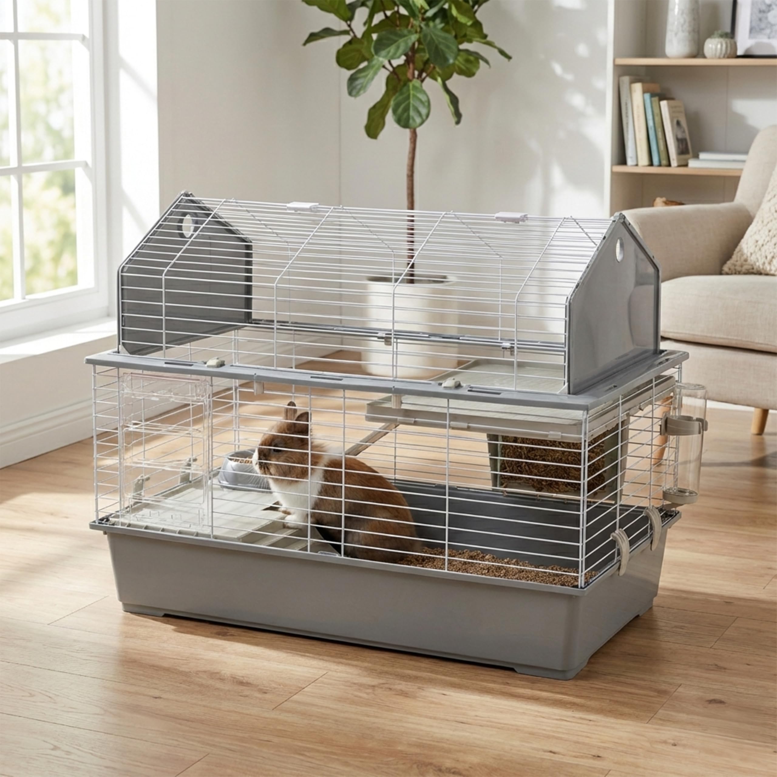 ferplast-barn-100-cage-2-tages-96x57x73-cm-pour-lapins-et-petits-animaux-avec-to image 2