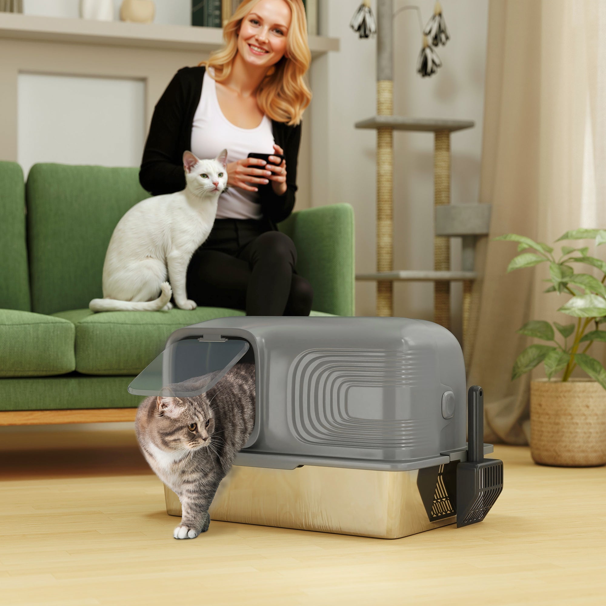 pawhut-bac-liti-re-xl-65-l-inox-avec-d-sodorisant-plasma-anti-odeur image 4