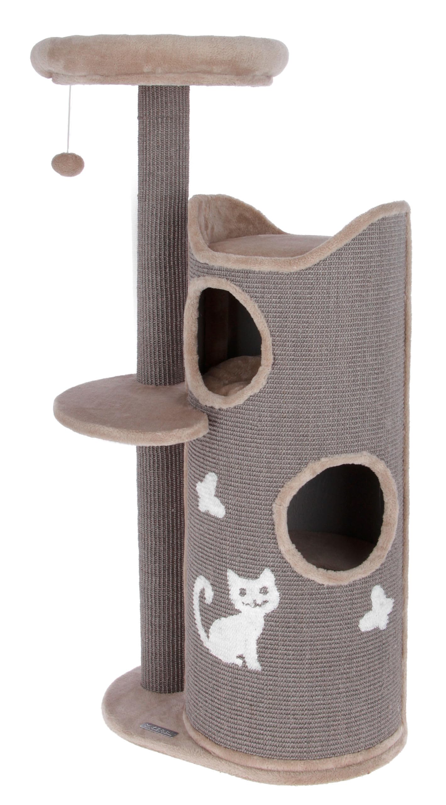kerbl-tiana-arbre-chat-gris-73-5x45x130-cm-tunnel-sisal-et-coussins-lavables image 1