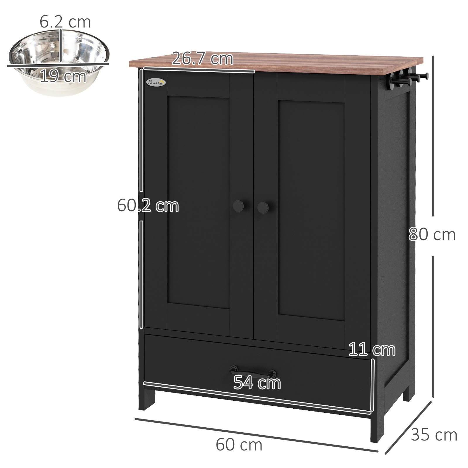 pawhut-station-d-alimentation-chien-avec-rangement-et-gamelles-sur-lev-es-noir image 5