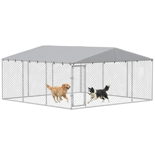 pawhut-chenil-ext-rieur-4-x-4-x-2-m-avec-toit-tanche-anti-uv-et-double-verrou-ar image 1