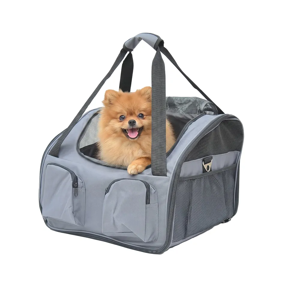 pawhut-sac-de-transport-pliable-pour-chat-et-petit-chien-41x34x30-cm-avec-fen-tr image 1