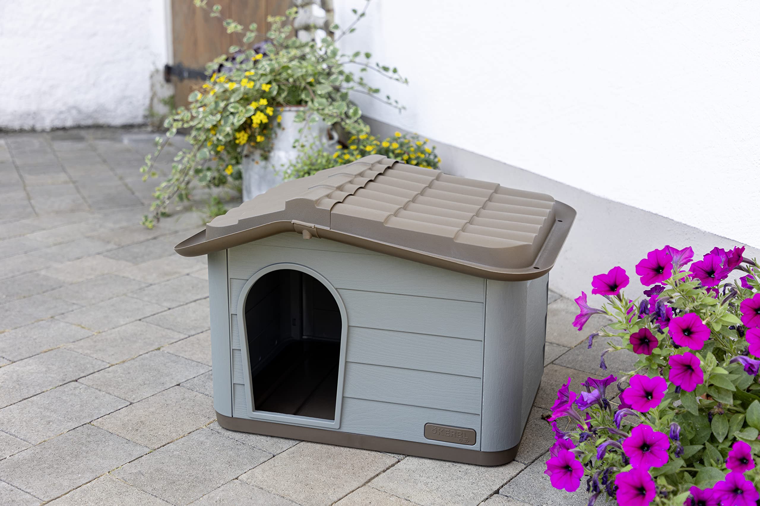 kerbl-pet-paola-eco-maison-niche-pour-chat-et-petit-chien-gris-vert-marron-60-x- image 2