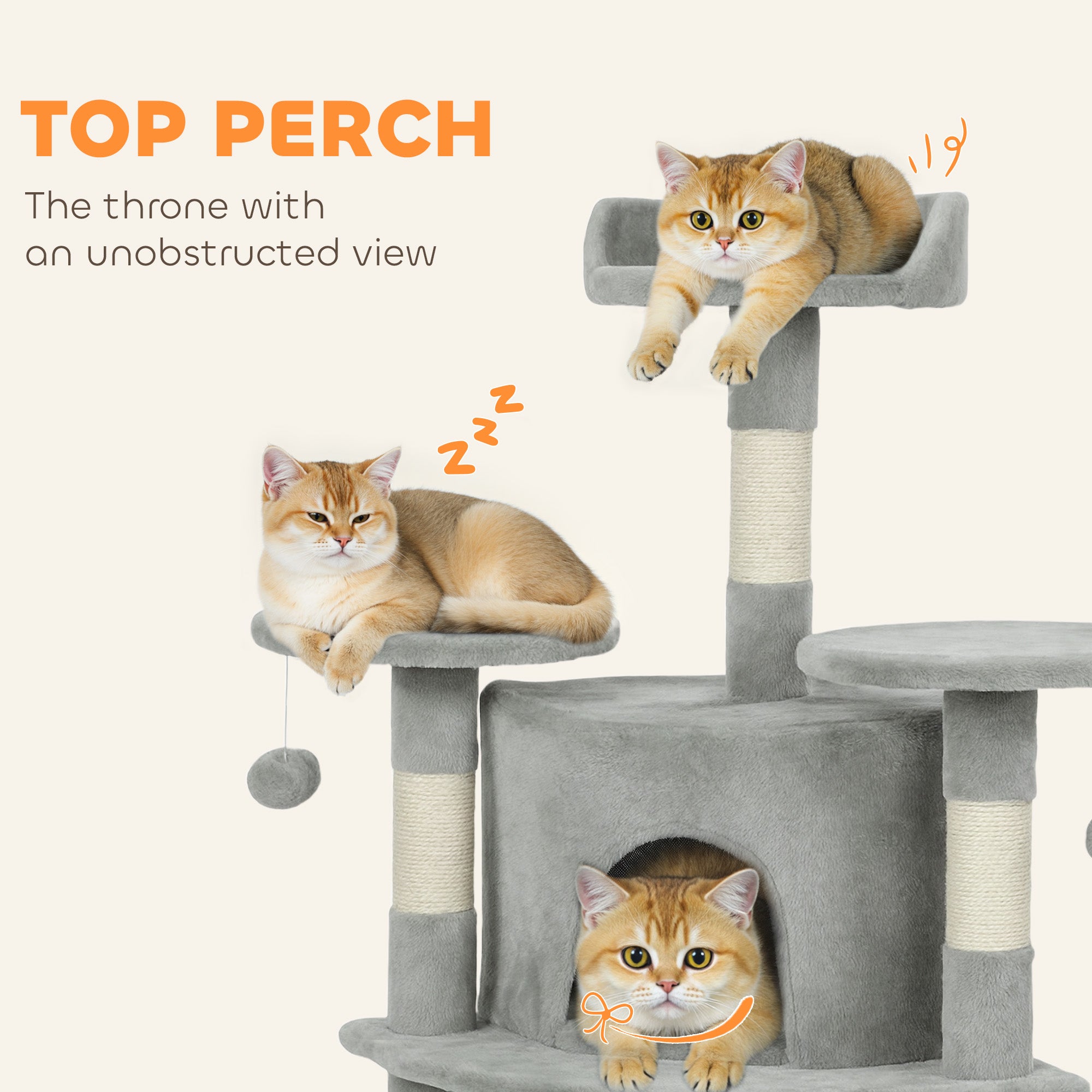 pawhut-arbre-chat-157-cm-2-niches-hamac-et-perchoirs-gris-clair image 8