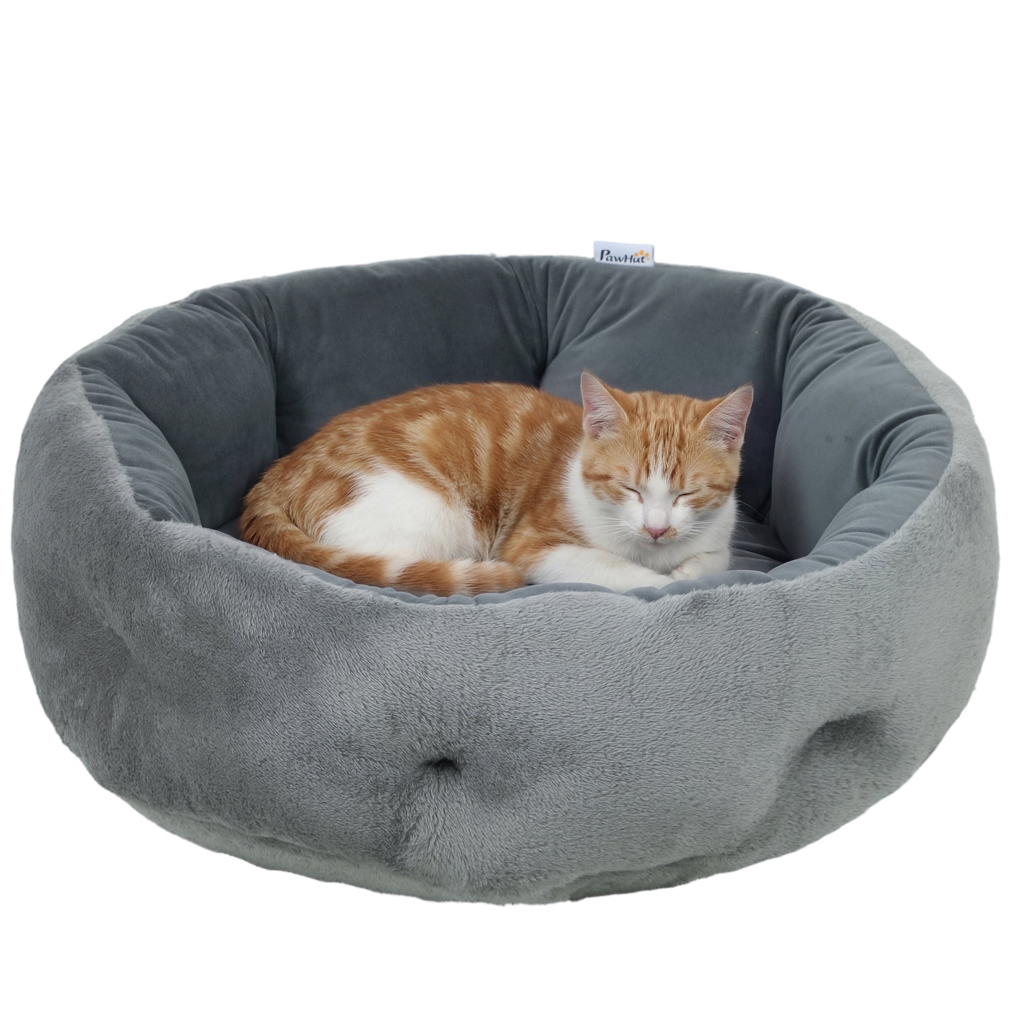 pawhut-panier-rond-r-versible-avec-boudin-pour-chats-et-petits-chiens-gris-fonc image 1