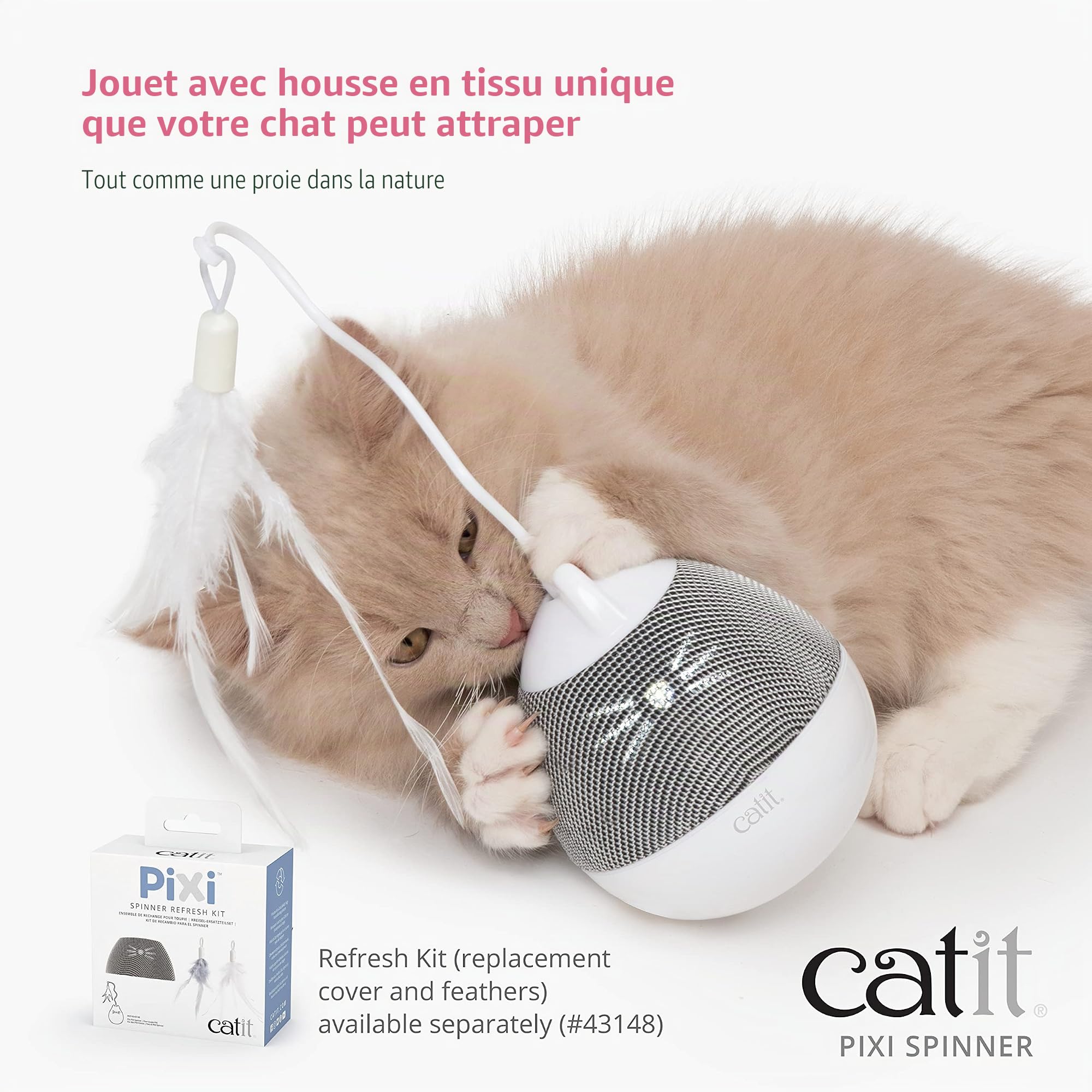 catit-pixi-spinner-jouet-lectronique-distributeur-friandises-pour-chat-blanc-ble image 2