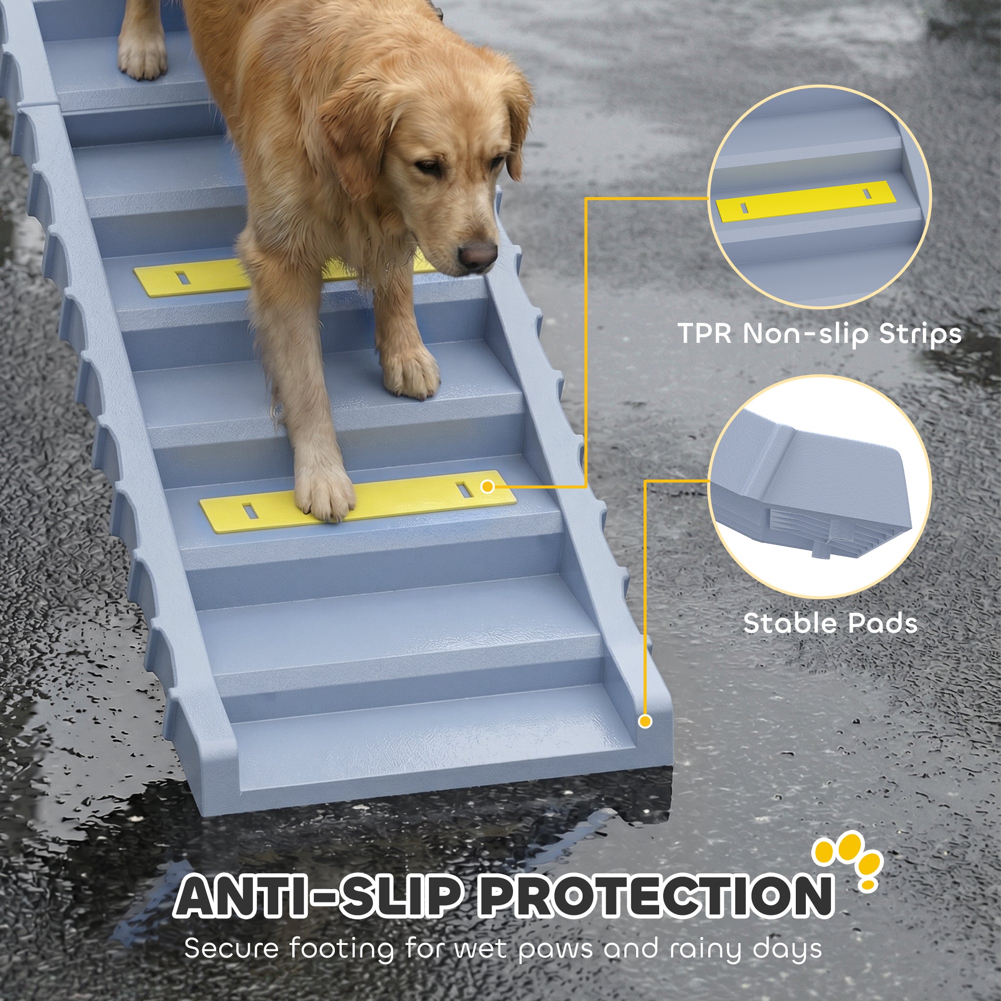 pawhut-escalier-rampe-10-marches-pour-chien-voiture-gris image 7