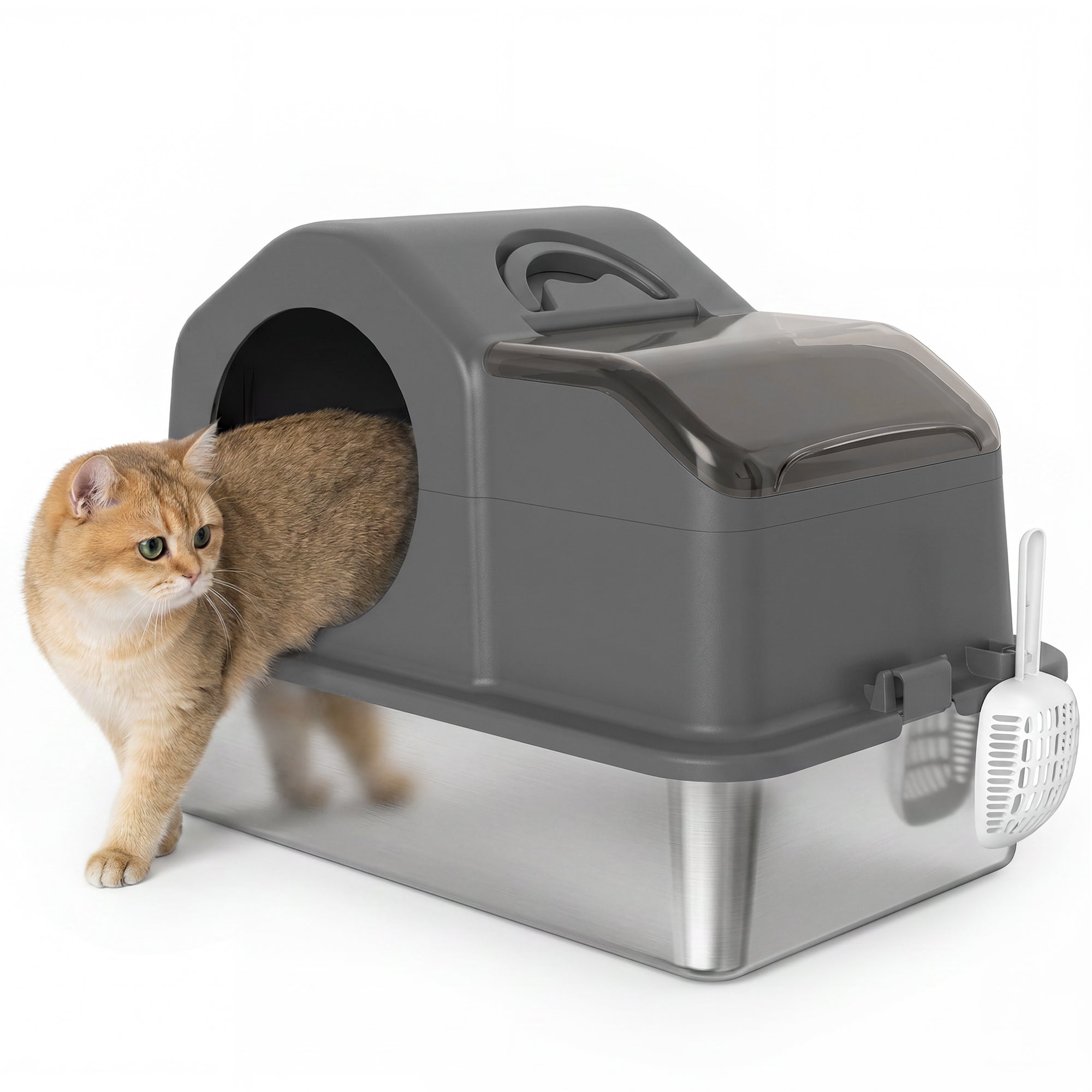pawhut-bac-liti-re-chat-ferm-inox-xl-gris-fonc image 1