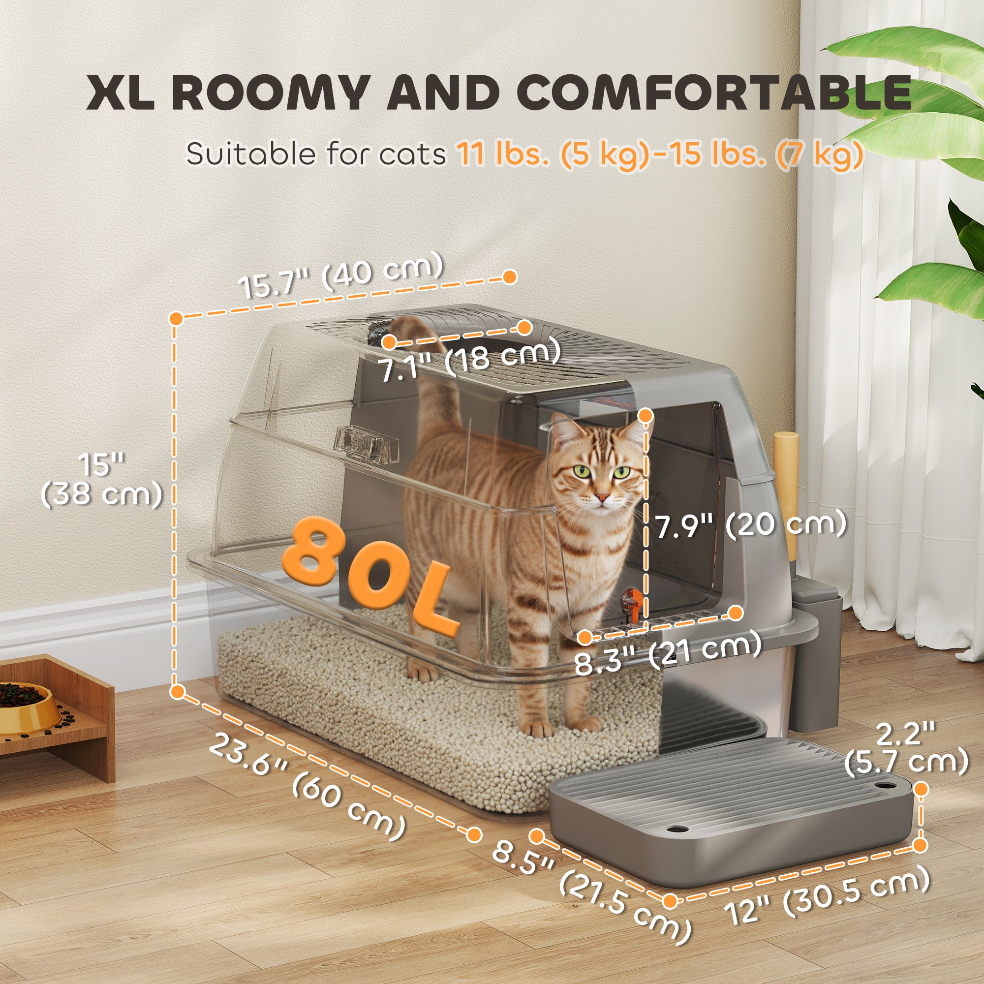 pawhut-bac-liti-re-xl-en-acier-inoxydable-avec-couvercle-entr-e-frontale-ou-sup- image 5
