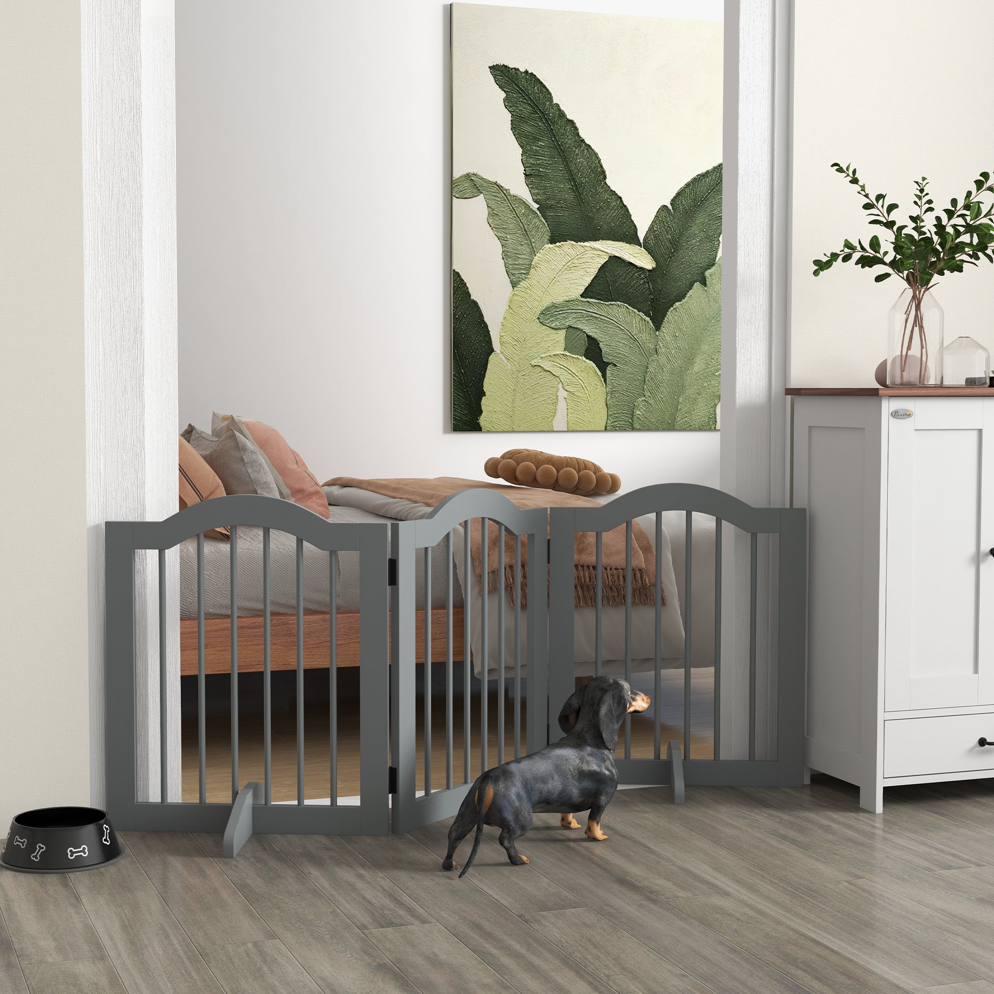 pawhut-barri-re-chien-pliable-3-panneaux-en-bois-gris image 4