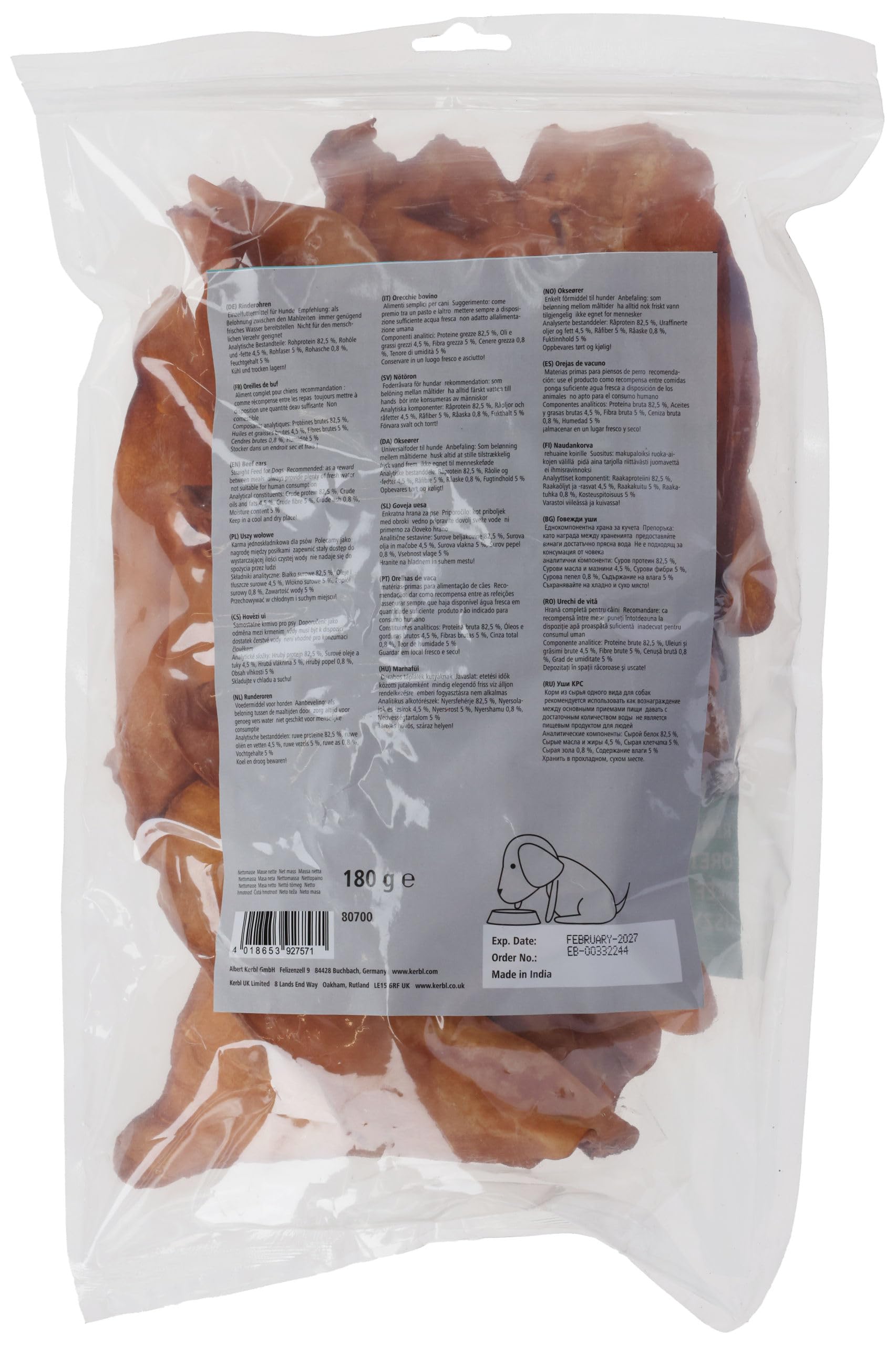 kerbl-pet-oreilles-de-b-uf-180g-friandises-m-cher-pour-chien-10-pcs-sachet image 2
