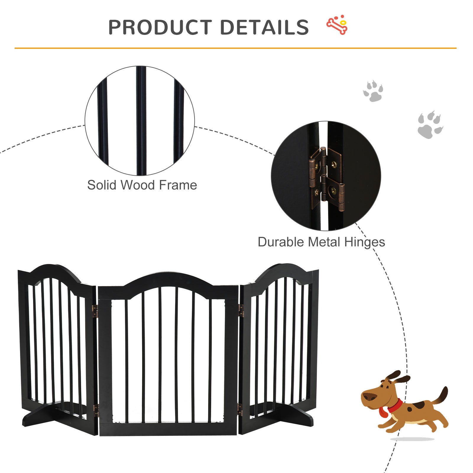 pawhut-barri-re-pour-chien-pliable-3-panneaux-autoportante-noir image 8